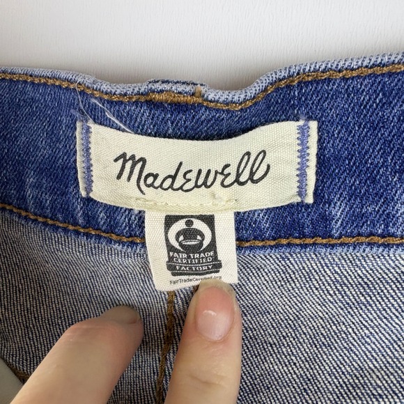 Madewell Flared Wide-Leg Jeans Medium Wash Raw Hem High Rise Women Size 27 - Picture 12 of 16